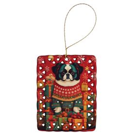 Japanese Chin Holiday Christmas Porcelain Ornament Christmas Tree Hanging Decorations for Home Christmas Holiday, Rectangle, Gift, Multicolor