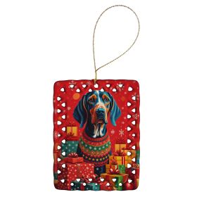 American English Coonhound Holiday Christmas Porcelain Ornament Christmas Tree Hanging Decorations for Home Christmas Holiday, Rectangle, Gift