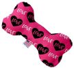 Pink Love Canvas Bone Dog Toy