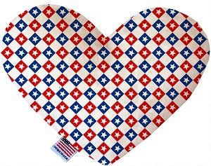 Patriotic Checkered Stars Canvas Heart Dog Toy (size: 6 Inch)