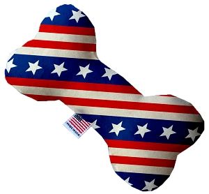 Stars and Stripes Canvas Bone Dog Toy (size: 10 Inch)