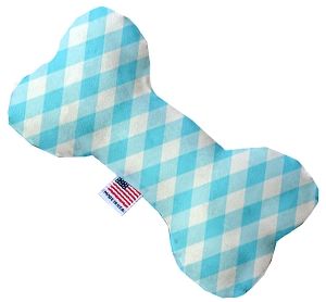 Baby Blue Plaid Canvas Bone Dog Toy (size: 10 Inch)