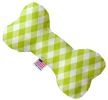 Lime Green Plaid Canvas Bone Dog Toy