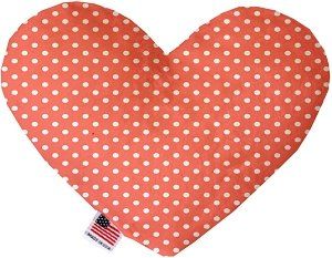 Peach Polka Dots Canvas Heart Dog Toy (size: 6 Inch)