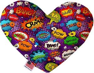 Purple Comic Sound Effects Canvas Heart Dog Toy (size: 6 Inch)