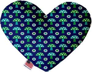 Blue Mushrooms Canvas Heart Dog Toy (size: 6 Inch)