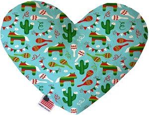 Turquoise Fiesta Canvas Heart Dog Toy (size: 6 Inch)