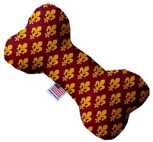 Maroon Fleur de Lis Canvas Bone Dog Toy (size: 10 Inch)