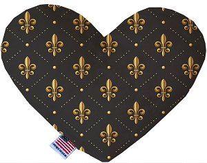 Black and Gold Fleur de Lis Canvas Heart Dog Toy (size: 6 Inch)