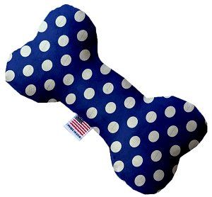 Bright Blue Swiss Dots Canvas Bone Dog Toy (size: 10 Inch)