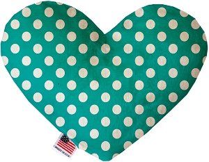 Seafoam Green Swiss Dots Canvas Heart Dog Toy (size: 6 Inch)