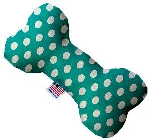 Seafoam Green Swiss Dots Canvas Bone Dog Toy (size: 10 Inch)