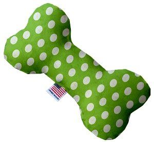 Lime Green Swiss Dots Canvas Bone Dog Toy (size: 10 Inch)