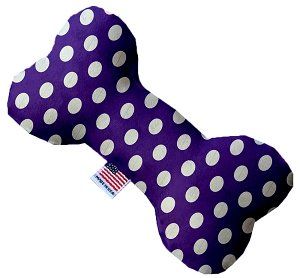 Royal Purple Swiss Dots Canvas Bone Dog Toy (size: 10 Inch)