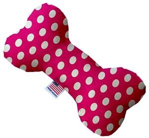 Hot Pink Swiss Dots Canvas Bone Dog Toy (size: 10 Inch)