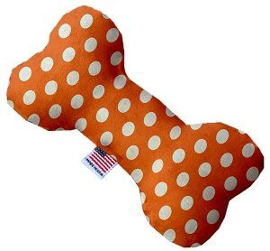 Melon Orange Swiss Dots Canvas Bone Dog Toy (size: 10 Inch)