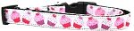 Pink and Purple Cupcakes Nylon Ribbon Dog Collar (size: Medium Narrow)