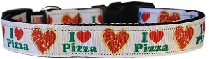 Pizza Party Nylon Dog Collar (size: LG)