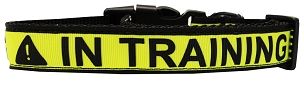 In Training Caution Tape Nylon Dog Collar (size: large)