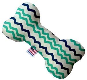 Aquatic Chevron Canvas Bone Dog Toy (size: 10 Inch)