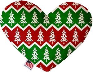 Chevron Christmas Trees Canvas Heart Dog Toy (size: 6 Inch)