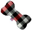 Red and White Buffalo Check Canvas Bone Dog Toy