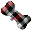 Red and White Buffalo Check Canvas Bone Dog Toy