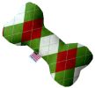 Christmas Argyle Canvas Bone Dog Toy