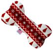 Red Classic Christmas Canvas Bone Dog Toy