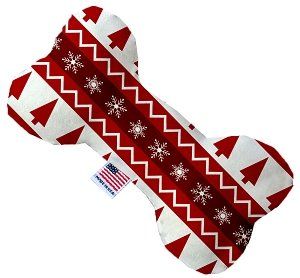 Red Classic Christmas Canvas Bone Dog Toy (size: 10 Inch)