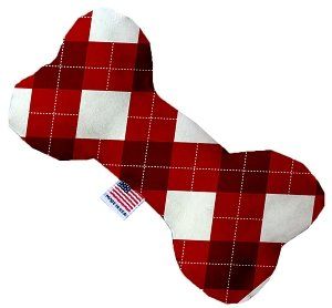 Candy Cane Argyle Canvas Bone Dog Toy (size: 10 Inch)