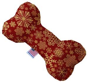 Red Snowflakes Canvas Bone Dog Toy (size: 10 Inch)