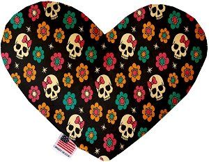 Sugar She Skulls Canvas Heart Dog Toy (size: 6 Inch)