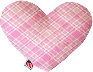 Cupid Pink Plaid Canvas Heart Dog Toy (size: 6 Inch)