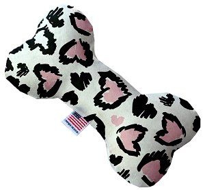 Pink Leopard Canvas Bone Dog Toy (size: 10 Inch)