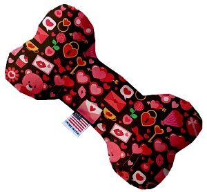 Valentines Day Bears Canvas Bone Dog Toy (size: 10 Inch)