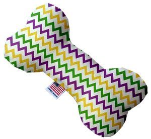 Mardi Gras Chevron Canvas Bone Dog Toy (size: 10 Inch)