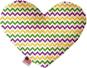 Mardi Gras Chevron Canvas Heart Dog Toy (size: 6 Inch)