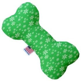 Green and White Snowflakes Bone Dog Toy (size: 10 Inch)