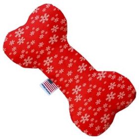 Red and White Snowflakes Bone Dog Toy (size: 10 Inch)