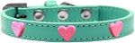 Pink Glitter Heart Widget Dog Collar (size: Aqua Size 10)