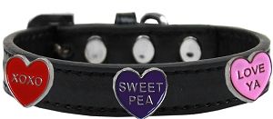 Conversation Hearts Widget Dog Collar (size: Black Size 10)