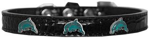 Dolphin Widget Croc Dog Collar (size: Black Size 10)