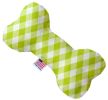 Lime Green Plaid Bone Dog Toy