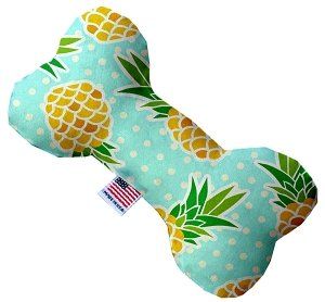 Pineapples and Polka Dots Bone Dog Toy (size: 10 Inch)