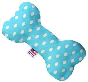 Aqua Polka Dots Bone Dog Toy (size: 10 Inch)