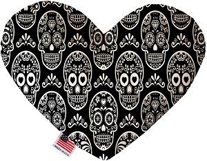 Classic Sugar Skulls Canvas Heart Dog Toy (size: 6 Inch)