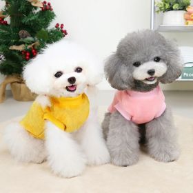 Pet Sweater For Small & Medium Dogs; Warm Dog Sweater With Bear Pattern; Plush Winter Pet Apparel (Color: Yellow, size: L)