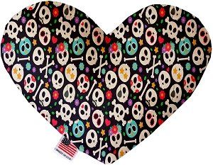 Dia de Los Muertos Skulls Canvas Heart Dog Toy (size: 6 Inch)