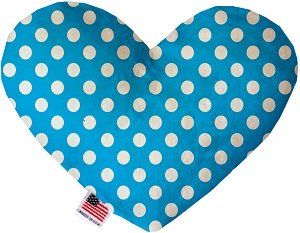 Aqua Blue Swiss Dots Heart Dog Toy (size: 6 Inch)